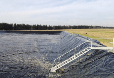 Пленка ВОДЯНОЙ толщина 400 мкм двухцветная черный / морская волна 12 x 15 метров (180 м2)